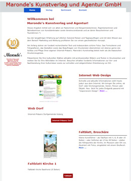 Maronde's Kunstverlag und Agentur GmbH, Homepage von 2020