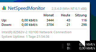 NetSpeedMonitor zeigt Netzwerk-Verkehr und -Volumen