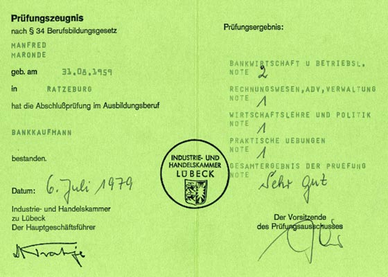 Prüfungszeugnis Bankkaufmann Prüfungszeugnis Bankkaufmann