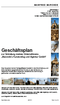 Gründungskonzept Maronde's Kunstverlag und Agentur GmbH Gründungskonzept Maronde's Kunstverlag und Agentur GmbH